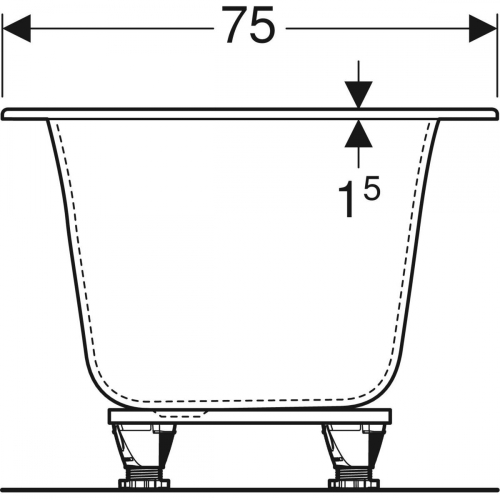 Geberit Soana Duo egyenes fürdőkád, keskeny dizájn, lábakkal, 170x75 cm 554.003.01.1