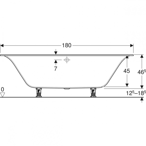 Geberit Soana Duo egyenes fürdőkád, keskeny dizájn, lábakkal, 180x80 cm 554.004.01.1