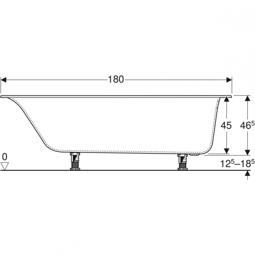 Geberit Soana egyenes fürdőkád, keskeny dizájn, lábakkal, 180x80 cm 554.015.01.1