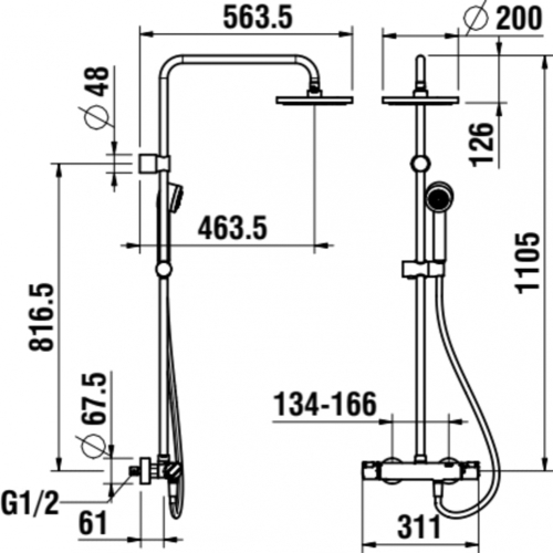 Laufen CityPro termosztátos zuhanyrendszer H3339570045361