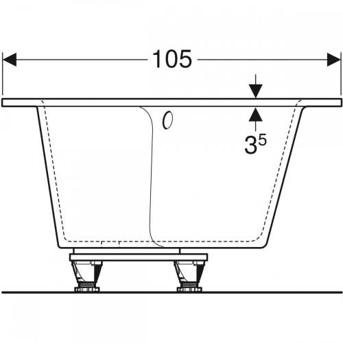 Geberit Selnova Square aszimmetrikus fürdőkád lábakkal 170x105 cm 554.291.01.1