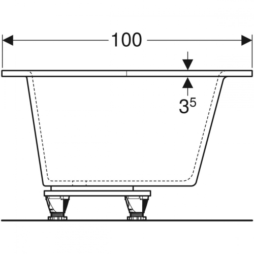 Geberit Selnova Square aszimmetrikus fürdőkád lábakkal 160x100 cm 554.292.01.1