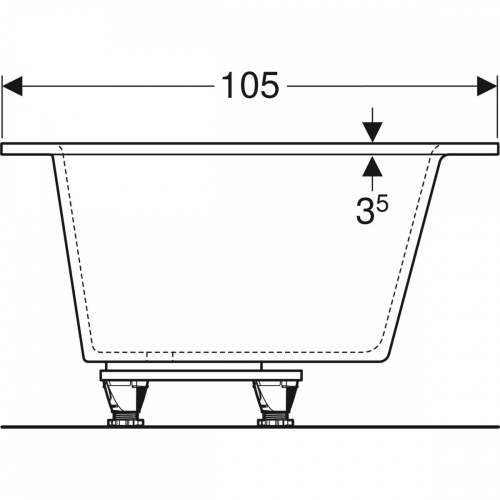 Geberit Selnova Square aszimmetrikus fürdőkád lábakkal 170x105 cm 554.293.01.1