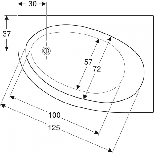 Geberit Selnova aszimmetrikus fürdőkád lábakkal 140x100 cm 554.271.01.1