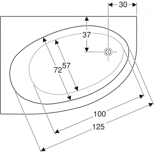 Geberit Selnova aszimmetrikus fürdőkád lábakkal 140x100 cm 554.270.01.1