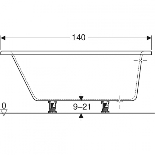 Geberit Selnova aszimmetrikus fürdőkád lábakkal 140x100 cm 554.270.01.1