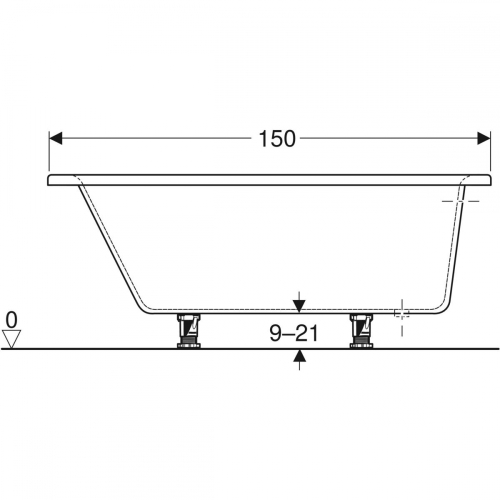 Geberit Selnova aszimmetrikus fürdőkád lábakkal 150x100 cm 554.272.01.1