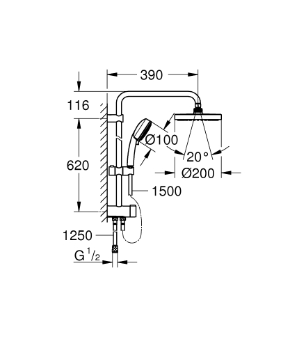 Grohe Tempesta Cosmopolitan System 200 Flex Diverteres Zuhanyrendszer 27394002