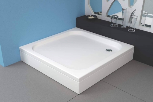 Kolpa-San Eco Quat TKK 80x80 cm szögletes zuhanykabin ezüst profillal + Trin előlapos zuhanytálca + szifon