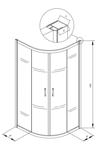 Kolpa-San Eco Quat TKP 90x90 cm negyedköríves zuhanykabin matt fekete 515300