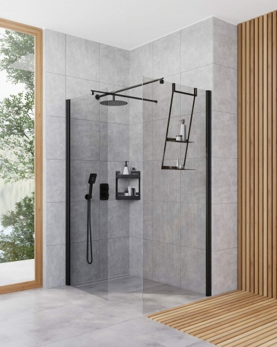 Deante Kerria Plus Walk-In 120 zuhanyfal, fekete KTS N32P