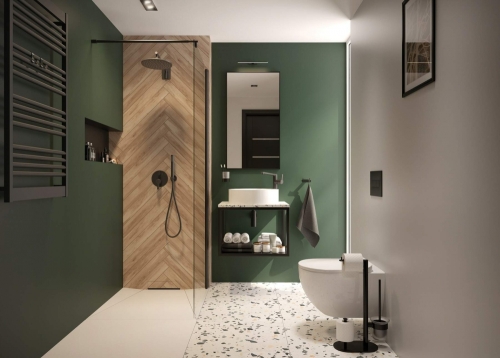 Deante Kerria Plus Walk-In 70 zuhanyfal, fekete KTS N37P