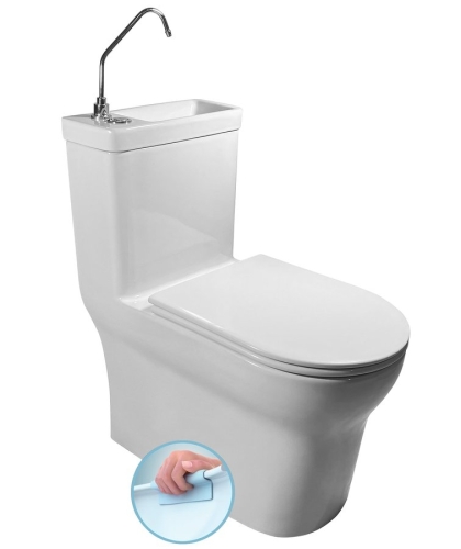 AQUALINE HYGIE monoblokkos WC, alsó/hátsó kifolyású, WC-ülőkével, mosdóval PB204