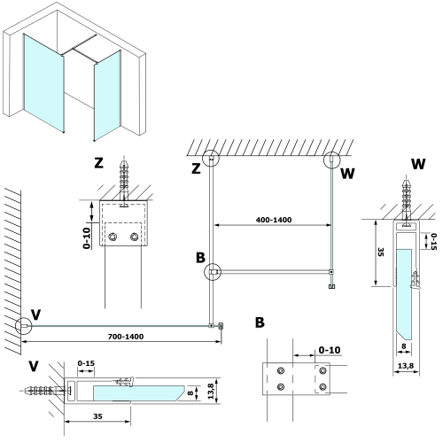Sapho GELCO VARIO 120 Walk-In zuhanyfal, transzparent üveg GX1212