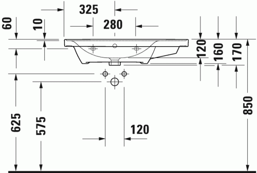 Duravit D-Neo bútorral aláépíthető aszimmetrikus mosdó, balos 2369800000