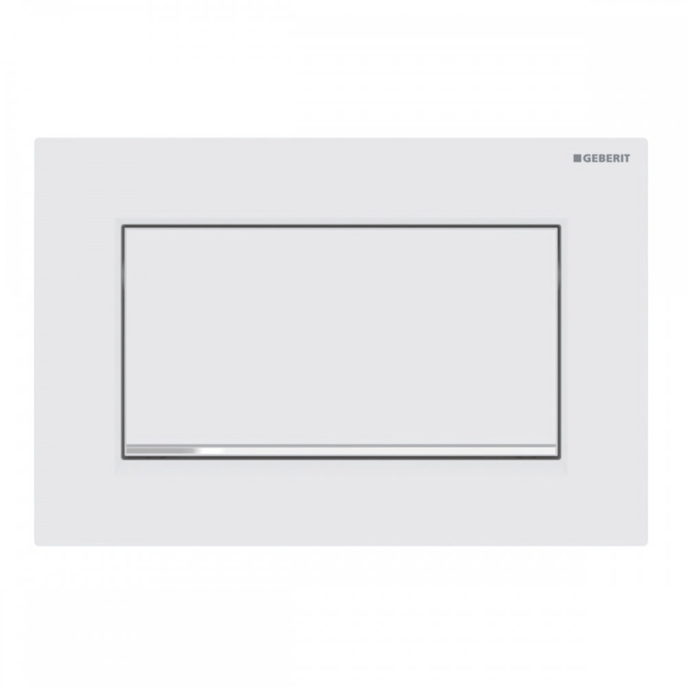 Geberit Sigma30 működtetőlap, öblítés-stop működtetésű, csavarral rögzíthető, matt fehér easy-to-clean bevonattal/fényes króm 115.893.JT.1