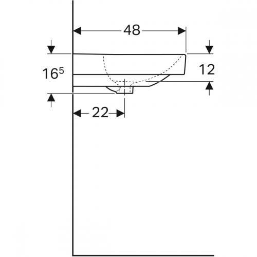 Geberit Smyle Square mosdó, 90x16.5x48cm, csaplyuk nélkül, túlfolyóval 500.250.01.1
