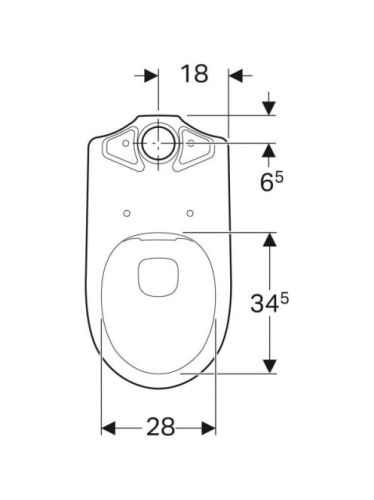 Geberit Selnova álló WC falon kívüli öblítőtartályokhoz monoblokk, mélyöblítésű, hátsó kifolyású, részben zárt forma, Rimfree, fehér 500.285.01.6