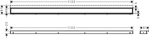 Hansgrohe RainDrain Match zuhanylefolyó színkészlet 120 cm, állítható magasságú kerettel fekete 56042610