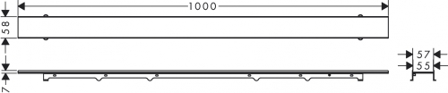 Hansgrohe RainDrain Rock zuhanylefolyó készlet 90 cm, formára vágható és cserélhető 56032000