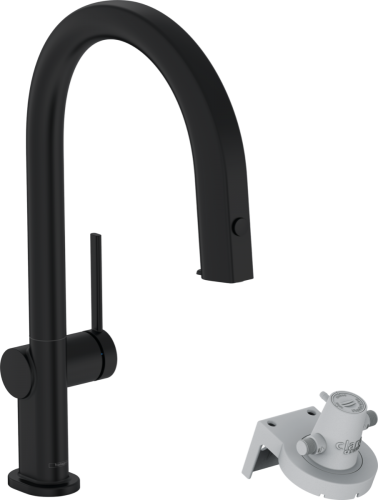 Hansgrohe Aqittura M91 Vízszűrős konyhai csaptelep 210, kihúzható zuhanyfejjel, 1jet matt fekete 76803670