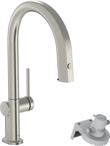 Hansgrohe Aqittura M91 Vízszűrős konyhai csaptelep 210, kihúzható zuhanyfejjel, 1jet rozsdamentes acél hatású 76803800
