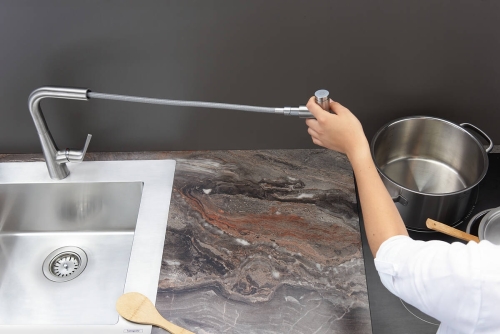Hansgrohe Talis Select M51 egykaros konyhai csaptelep 220 kihúzható kifolyóval, rozsdamentes acél hatású 72822800