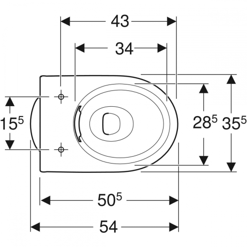 Geberit Selnova álló WC, mélyöblítésű, alsó kifolyású, részben zárt forma, Rimfree, 54cm 500.399.01.1