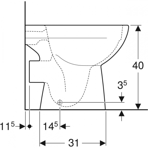 Geberit Selnova álló WC, mélyöblítésű, hátsó kifolyású, részben zárt forma, Rimfree, 49cm 500.480.01.1