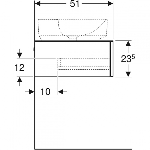 Geberit VariForm alsó szekrény pultra ültethető mosdóhoz, egy fiókkal, pakolófelülettel, 90x23.5x51cm, matt festett/láva, láva/matt 501.166.00.1