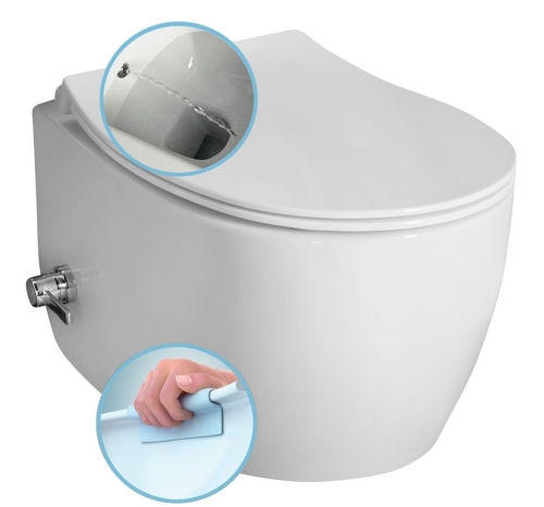 Sapho SENTIMENTI Rimless fali WC bidézuhannyal, csapteleppel, fehér 10ARS1010