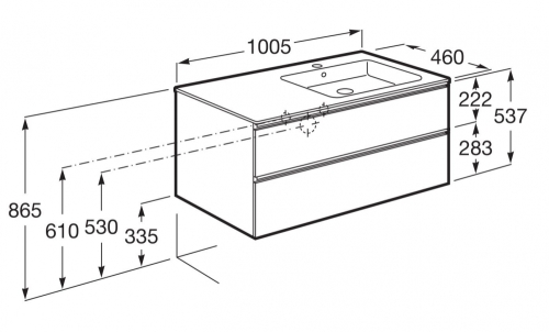 Roca The Gap 100 cm fürdőszoba bútor jobbos mosdóval, artico szürke A851482447