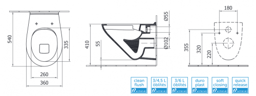 Alföldi Optic perem nélküli lapos öblítésű wc Easy Plus felülettel 7049 R0 R1