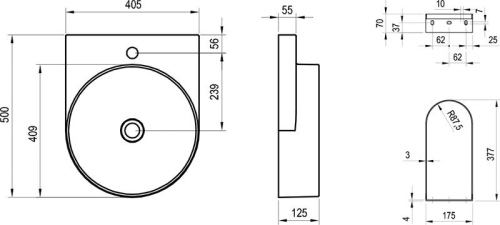 Ravak Yard 40 cm kerámia mosdó, fehér XJX01240002