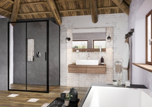 Ravak Blix Slim BLSPS-90 zuhanyfal fekete+Transparent X9BM70300Z1