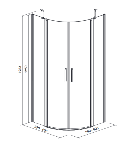 Cersanit MODUO QUADRANT negyedköríves zuhanykabin 90x90 cm S162-010