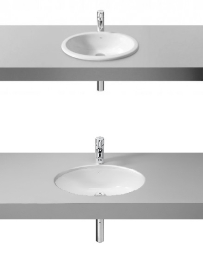 Roca Neo Selene pultba vagy pult alá építhető mosdó 510×395 (csaplyuk nélkül) A322307000
