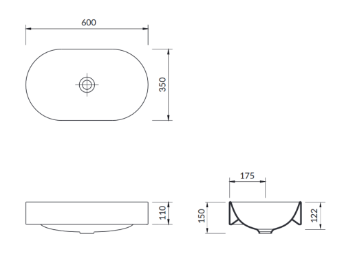 Cersanit Inverto 60x35 cm pultra építhető mosdó K671-009