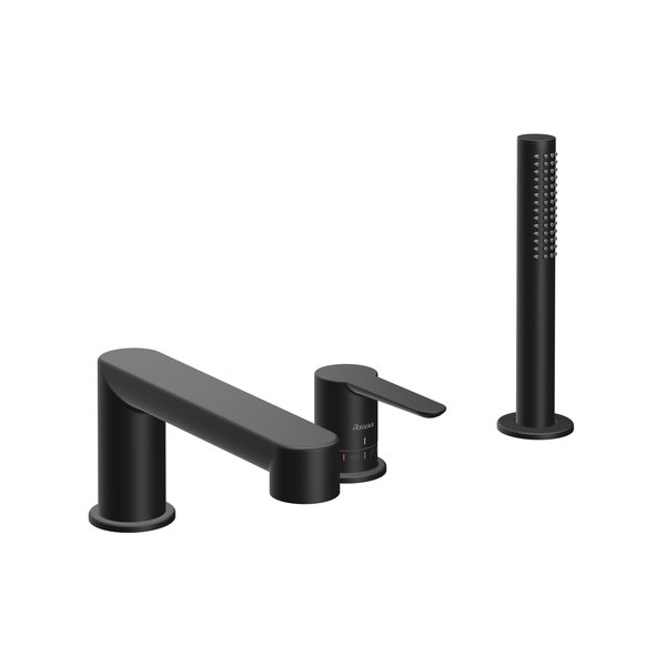 Ravak Puei Black PU 026.20 Kádperemre csaptelep szett, fekete X070186