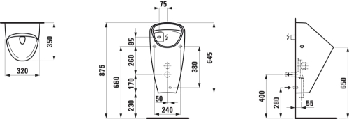 Laufen Caprino leszívó rendeszerű rimless vizelde LCC felülettel H8410654004011