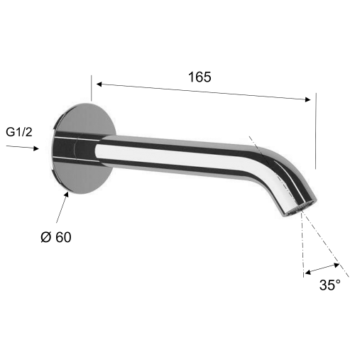 Sapho Fali kerek kifolyócső, 165mm, nikkel (BO516)