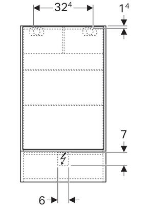 Geberit Selnova tükrös szekrény, egy ajtóval és egy billenőajtóval matt lakkozott láva 501.413.JK.1