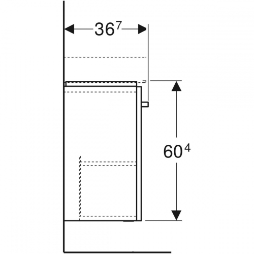 Geberit Selnova Compact egy ajtós alsó szekrény mosdóhoz, fehér/matt bevonat, fehér/fényes 501.615.01.1