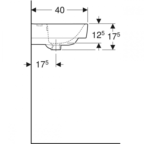 Geberit Selnova Compact mosdó 65x40cm, csaplyuk középen, túlfolyóval 501.890.00.1