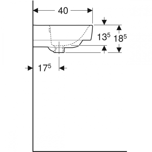 Geberit Selnova Compact mosdó, 65x40cm, csaplyuk nélkül, túlfolyóval 501.892.00.1