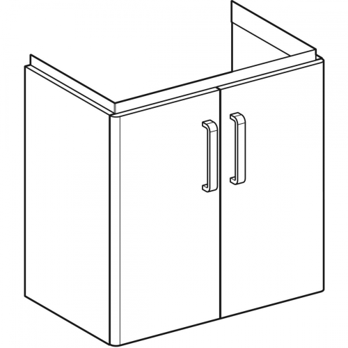 Geberit Selnova Compact alsó szekrény mosdóhoz, kétajtós, 59.7x39.7cm, világosszürke/matt bevonat, világosszürke/fényes 501.956.42.1