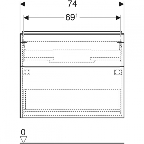 Geberit iCon alsó szekrény mosdóhoz, két fiókkal, fehér/magasfényű bevonat, fehér/matt porbevonatos 502.304.01.1