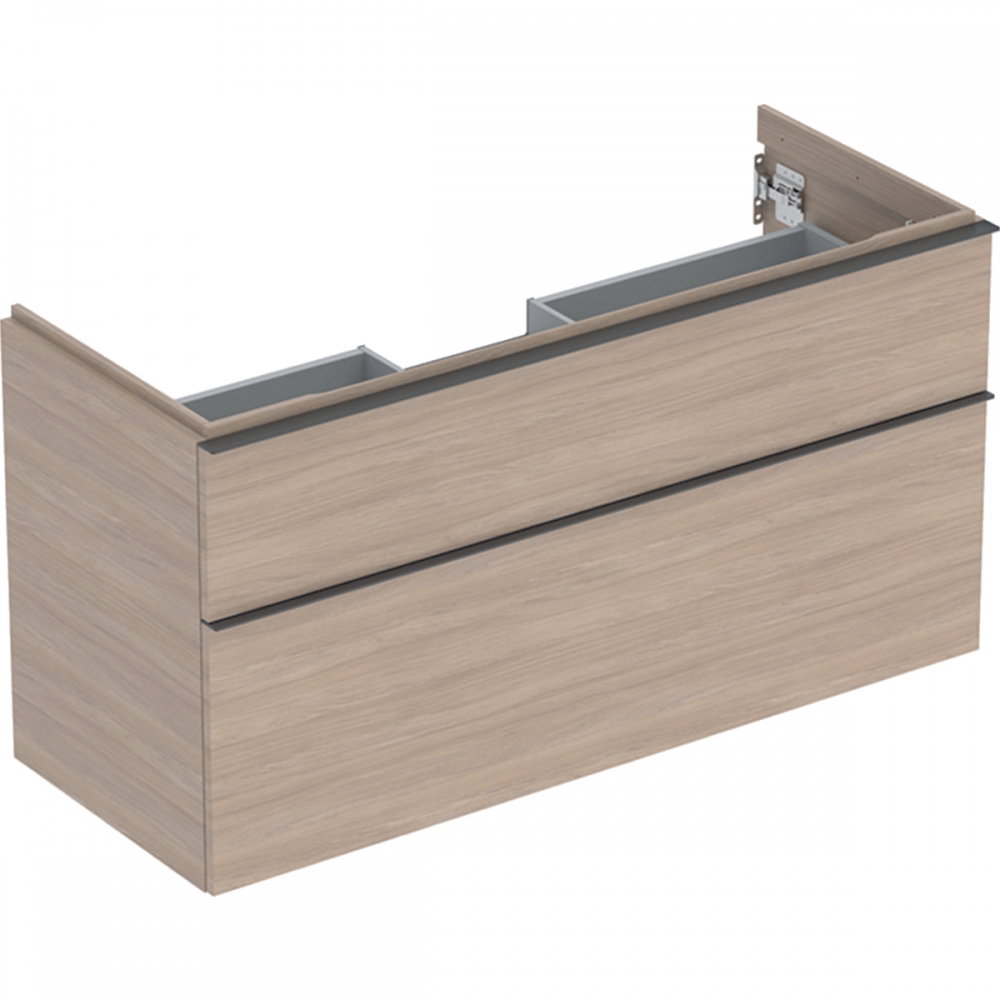 Geberit iCon alsó szekrény mosdóhoz, két fiókkal, tölgy/melamin faszerkezet, láva/matt porbevonatos 502.306.JH.1