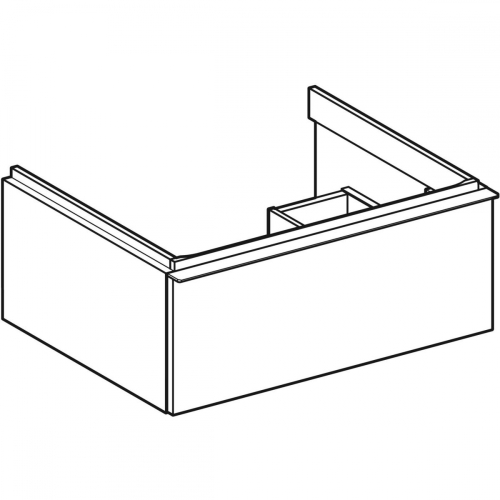 Geberit iCon alsó szekrény mosdóhoz, egy fiókkal, 59.2x24.7x47.6cm, fehér/magasfényű bevonat, magasfényű krómozott 502.310.01.2