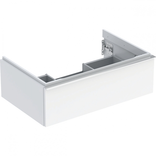 Geberit iCon alsó szekrény mosdóhoz, egy fiókkal, 74x24.7x47.6cm, fehér/magasfényű bevonat, magasfényű krómozott 502.311.01.2